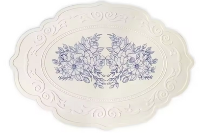 Retro Floral Silicone Carved Placemat - 4/6/8 set