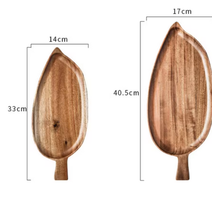 Wooden Leaf-Shaped Serving Tray Plate