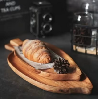 Wooden Leaf-Shaped Serving Tray Plate