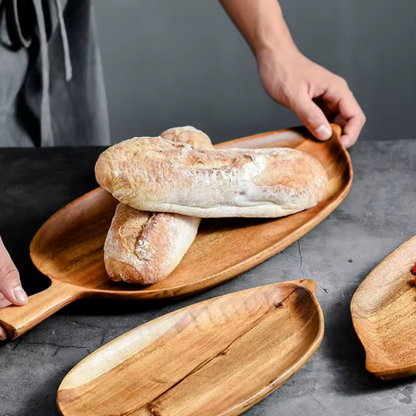 Wooden Leaf-Shaped Serving Tray Plate