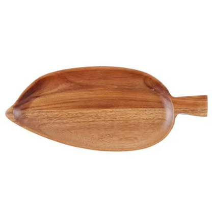 Wooden Leaf-Shaped Serving Tray Plate