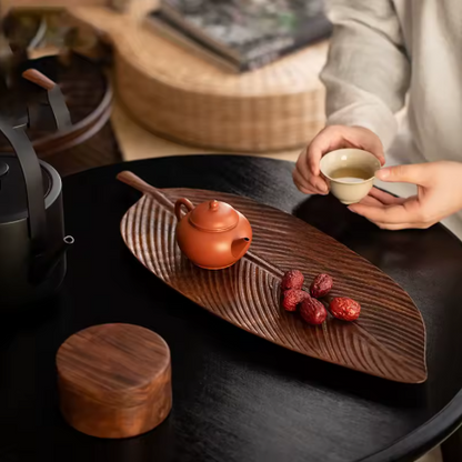 Wooden Walnut Leaf Serving