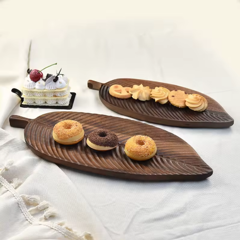 Wooden Walnut Leaf Serving