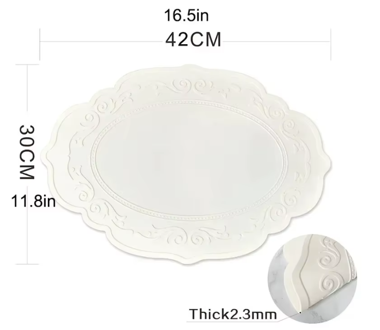 Retro Floral Silicone Carved Placemat - 4/6/8 set