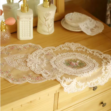 Embroidered Placemat Food Fruit Plate 4/6/8 set